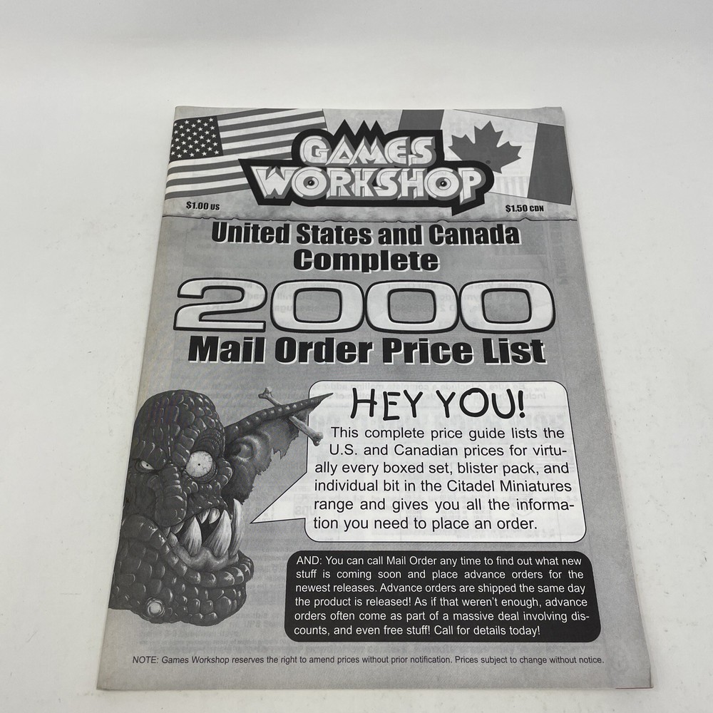 Games Workshop Complete 2000 Mail Order Price List Catalog Warhammer