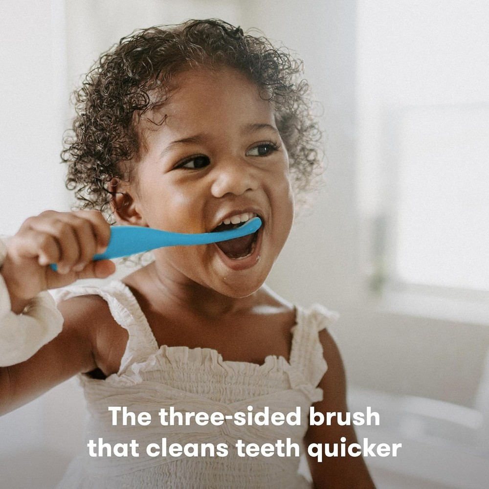 Soft Blue Triple-Angle Training Toothbrush for Toddlers - Learn Proper Brushing