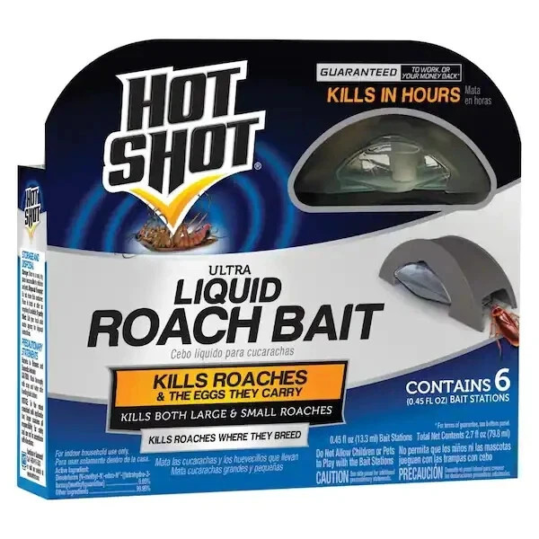 HOT SHOT ULTRA LIQUID ROACH BAIT - 6 COUNT - KILLS ROACHES FAST!!