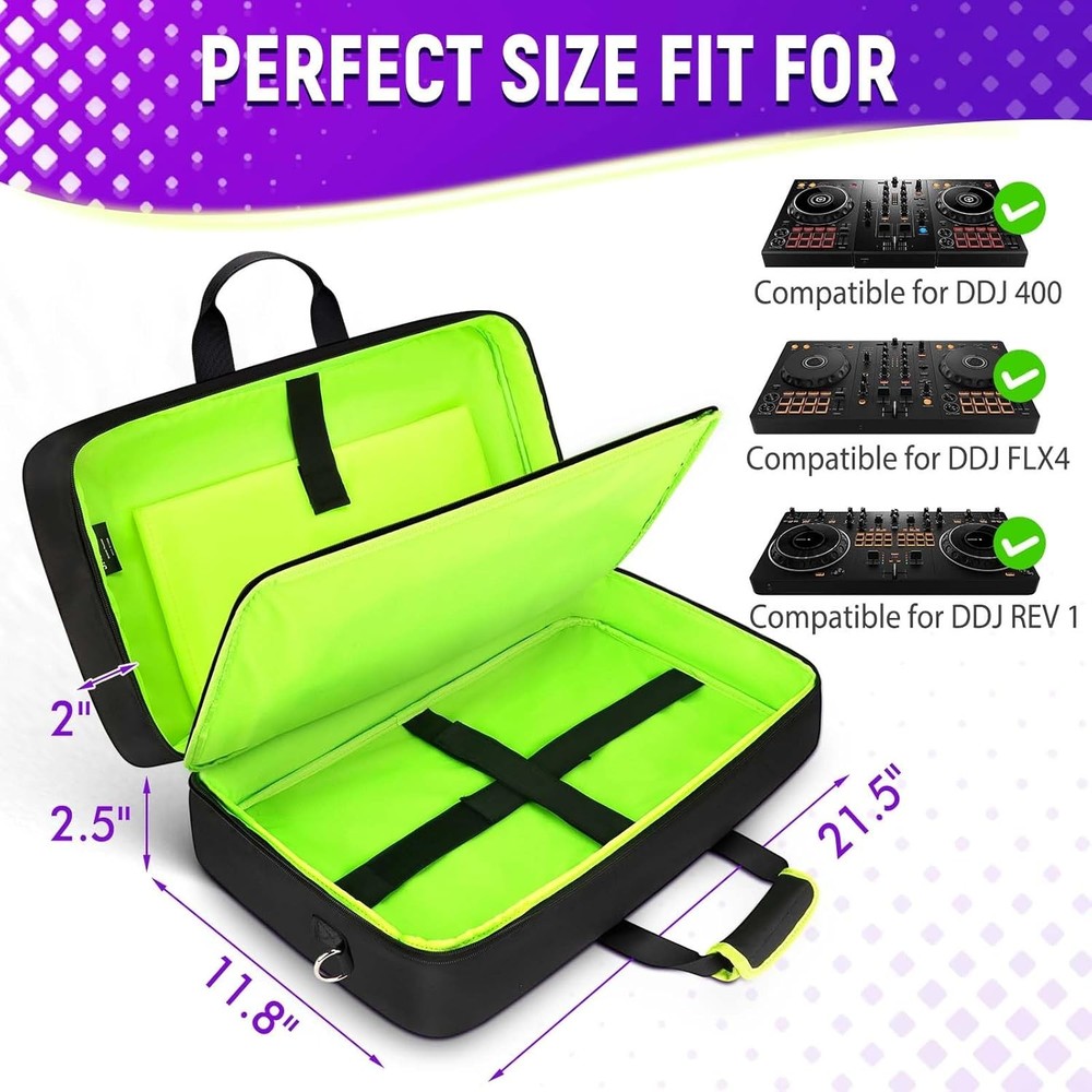 Padded DJ Controller Case for DDJ-FLX4 DJ 400 REV1 - 5 Pockets