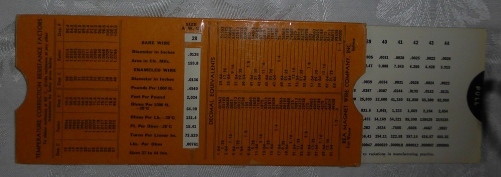 Vintage REA Magnet Wire Co Data Slide Card