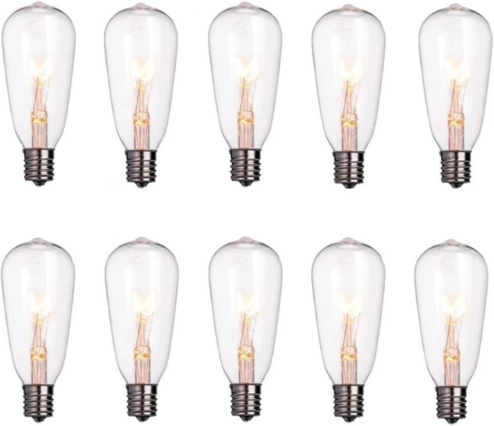 10 Pack Edison Replacement Light Bulbs for Outdoor String Lights, ST40 7W E17 Ba