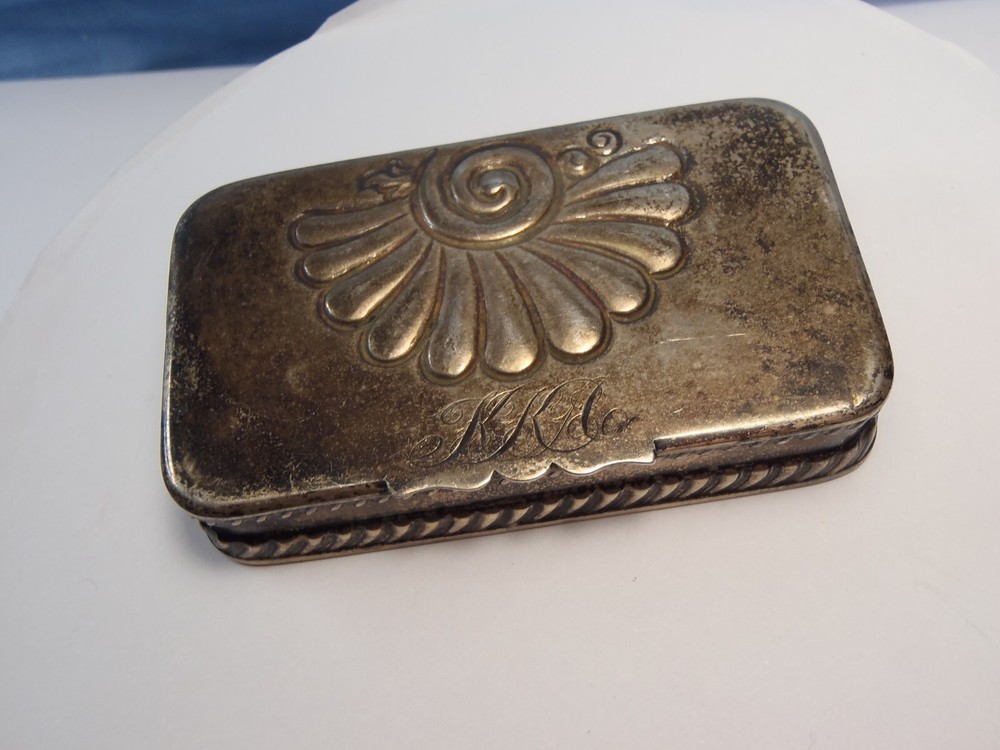 Antique 1892 Howard Co Sterling Silver 2 Compartment Stamp Box