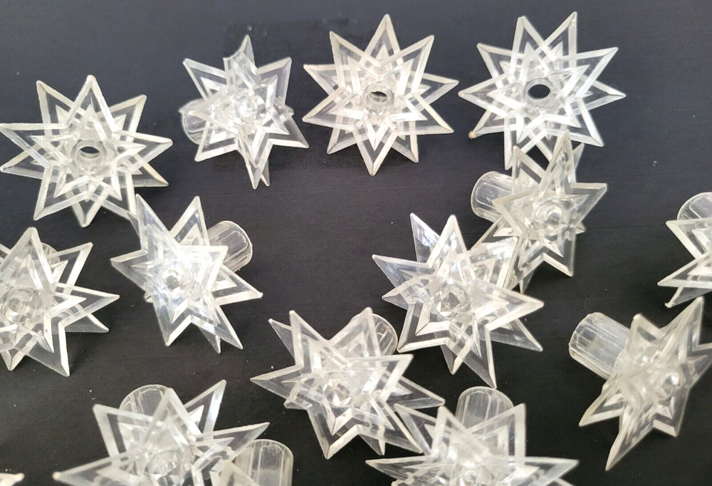 43 Vintage Clear Plastic Atomic Double Star Christmas Light Covers