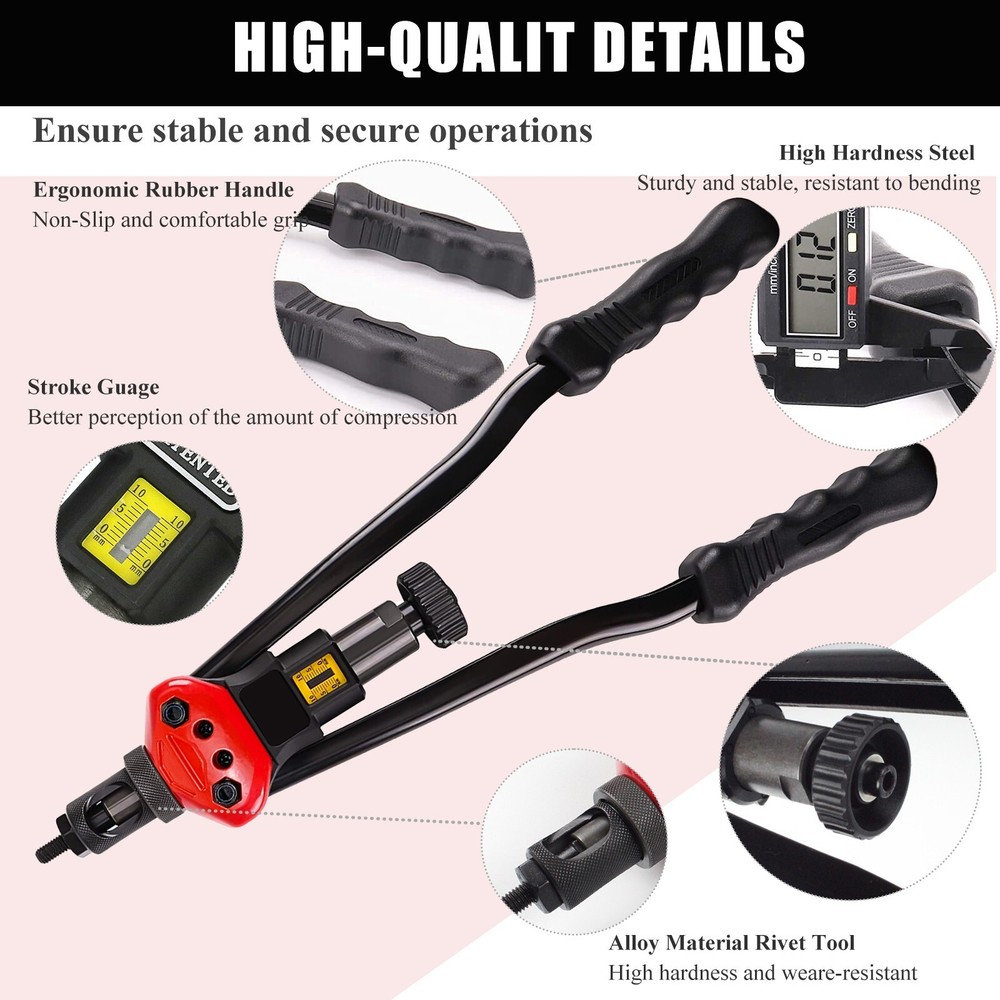 Rivet Gun Kit Rivnut Thread Setting Tool Nut Setter NutSert Metric SAE Riveting