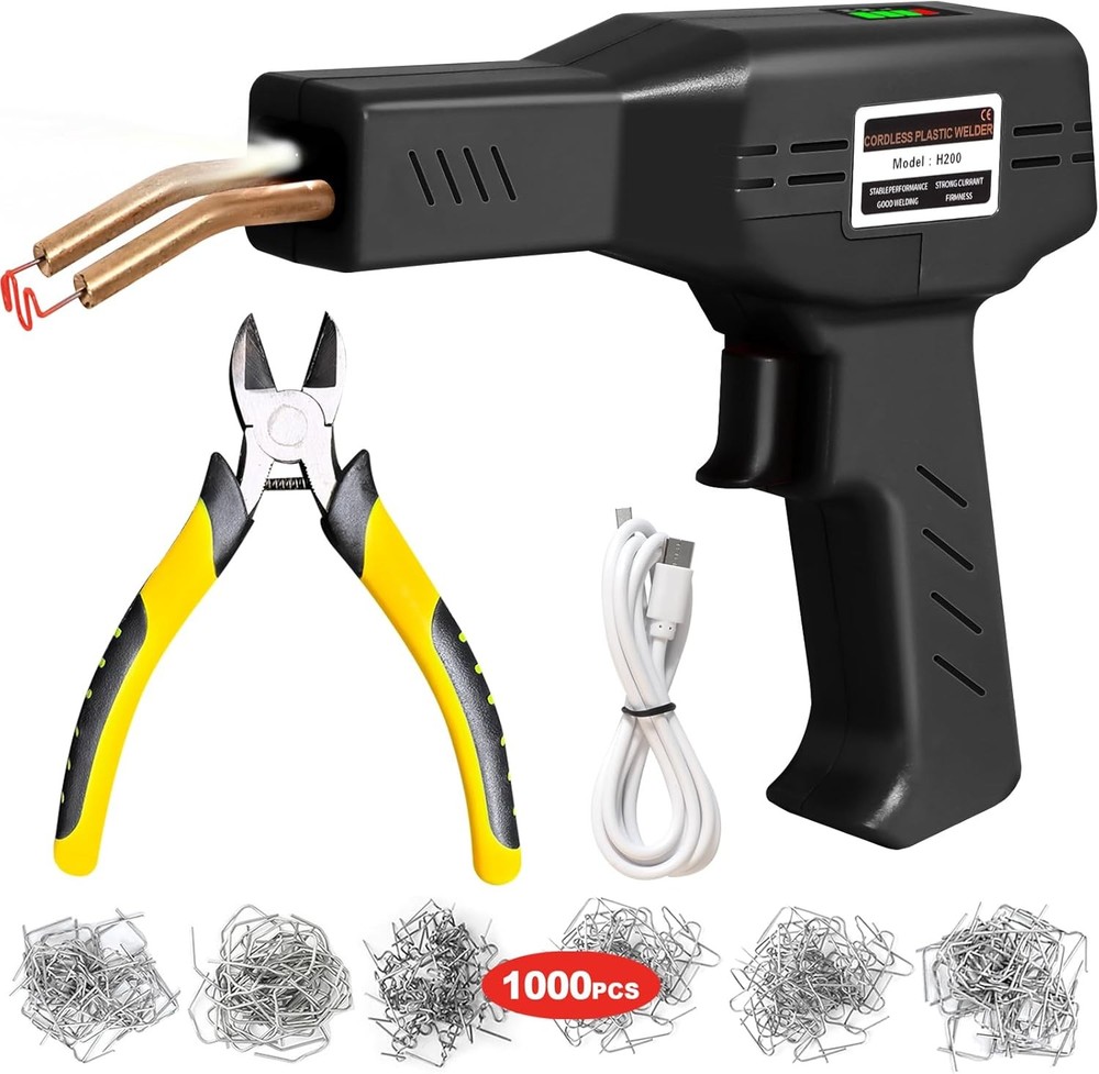 Cordless 220W Plastic Welder with 1000PCS Staples, USB Rechargeable
