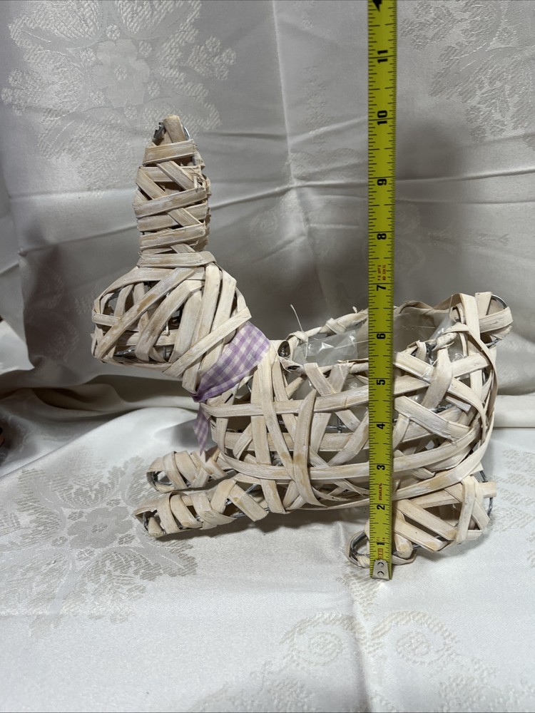 Ivory Wicker Easter Bunny Planter With Bow