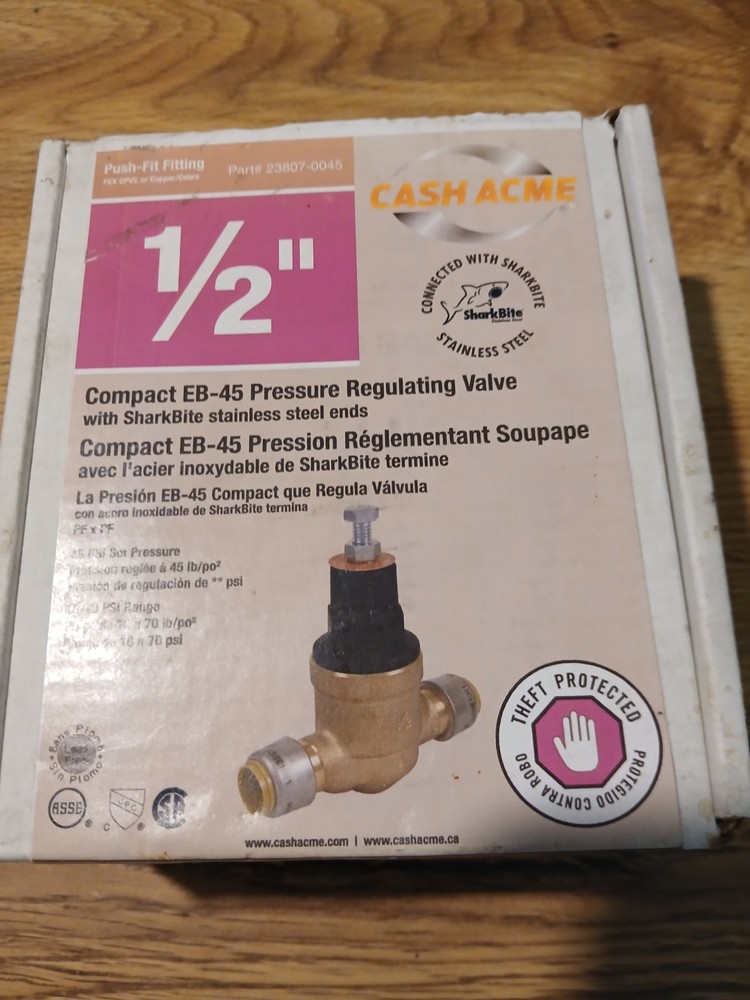 Compact EB-45 Pressure Regulating Valve 1/2" With SharkBite Stainless Steel Ends