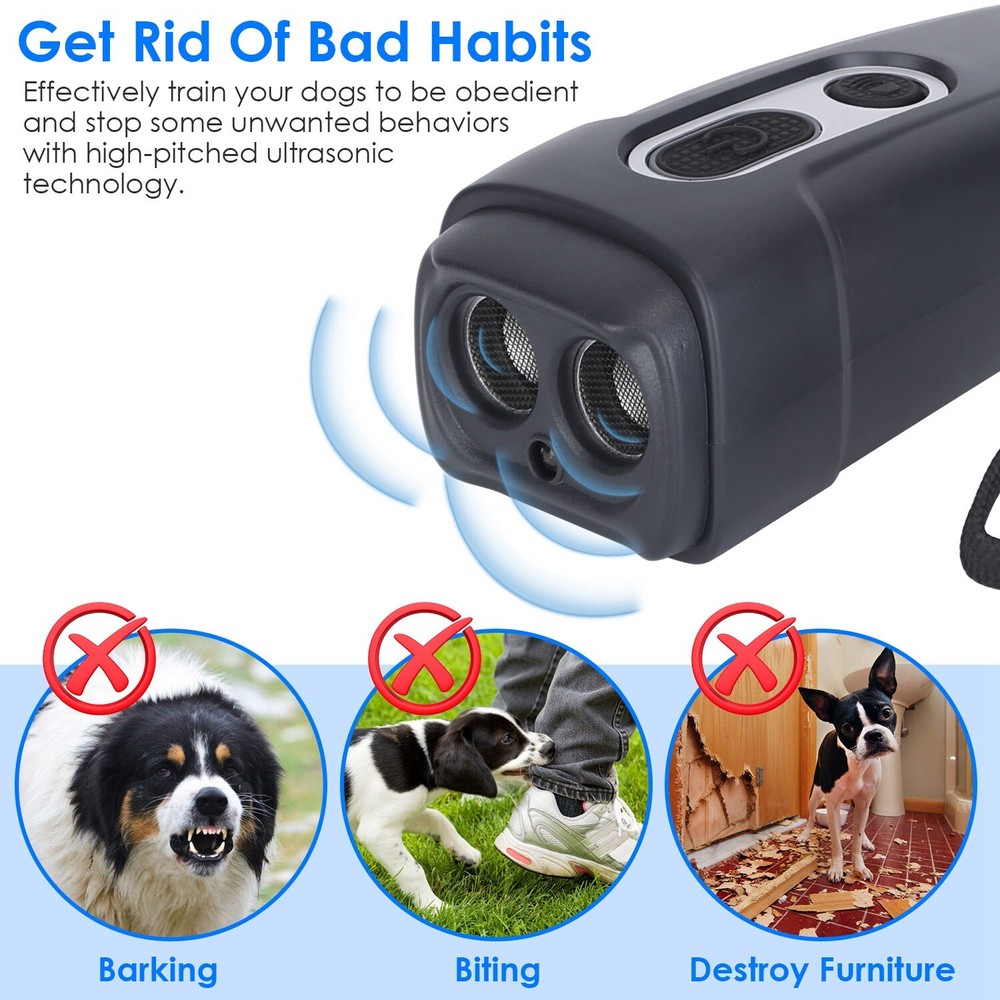 New Anti Barking Device Ultrasonic Dog Training-Bark Control with LED Flashlight