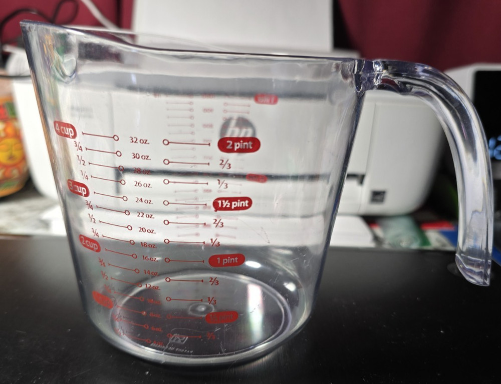 Mainstays 4 Cup PP Plastic Measuring Cup, 32 oz, Clear