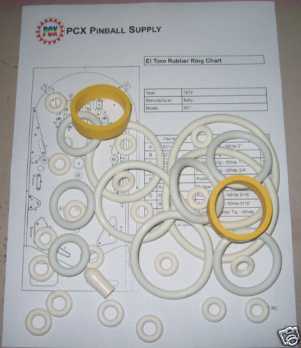 1972 Bally El Toro Pinball Rubber Ring Kit