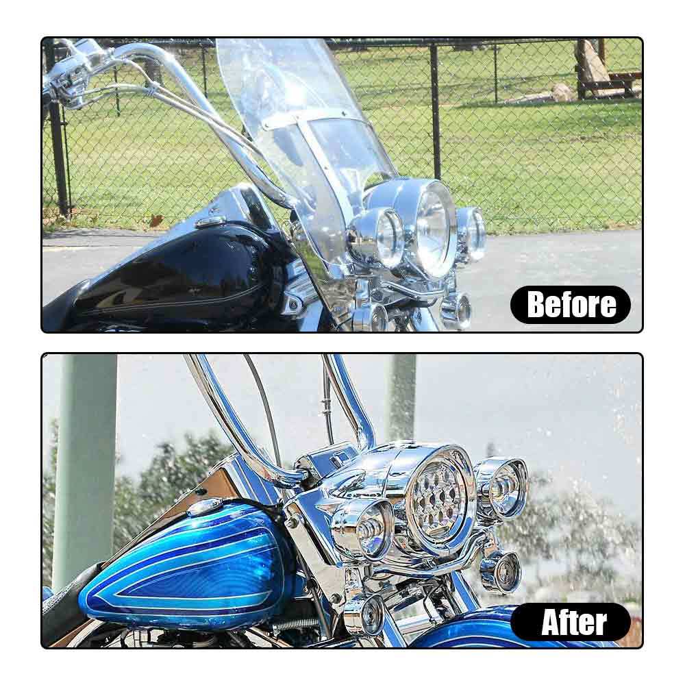 Chrome 7" Headlight Trim Light Ring Visor Bezel for Harley CVO Road King Softail
