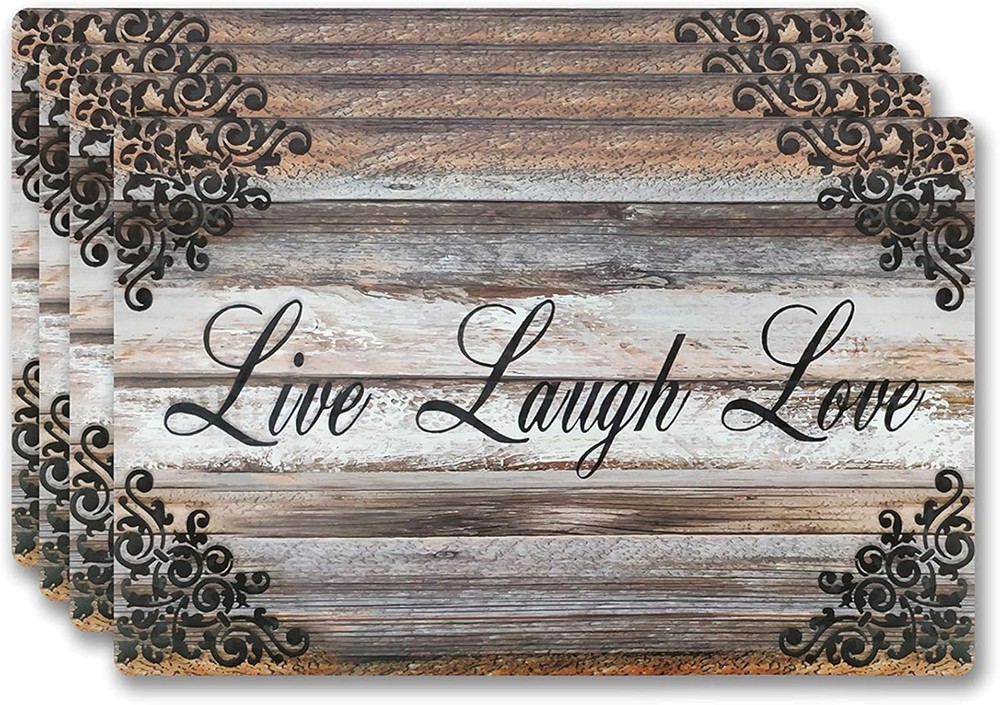 Vinyl Rectangular Placemats Set 17 x 12 inches (Rectangular), Live Laugh Love