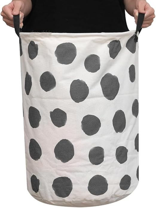 2 Pack Collapsible Laundry Basket- Laundry Hamper Bag (B&W Polka Dot)