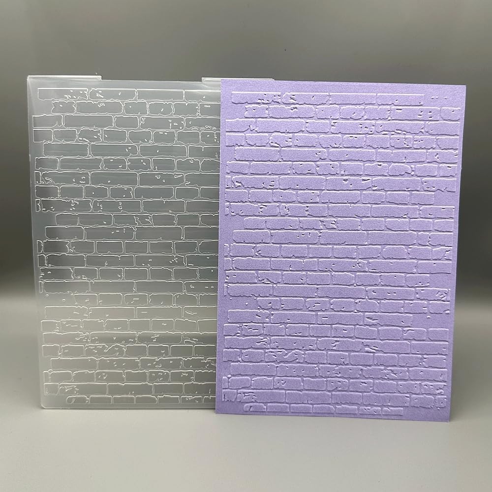 3D Plastic Embossing Folder Template Christmas Dotted Brick Wall white