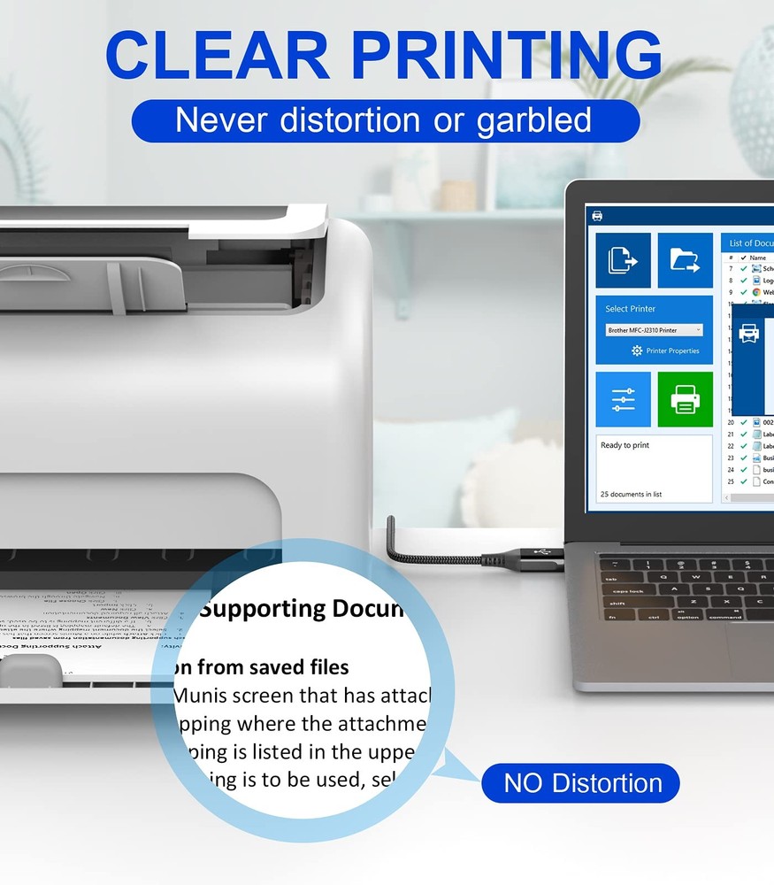 sweguard Printer Cable 10ft, USB-A to USB-B Cable, High Speed black