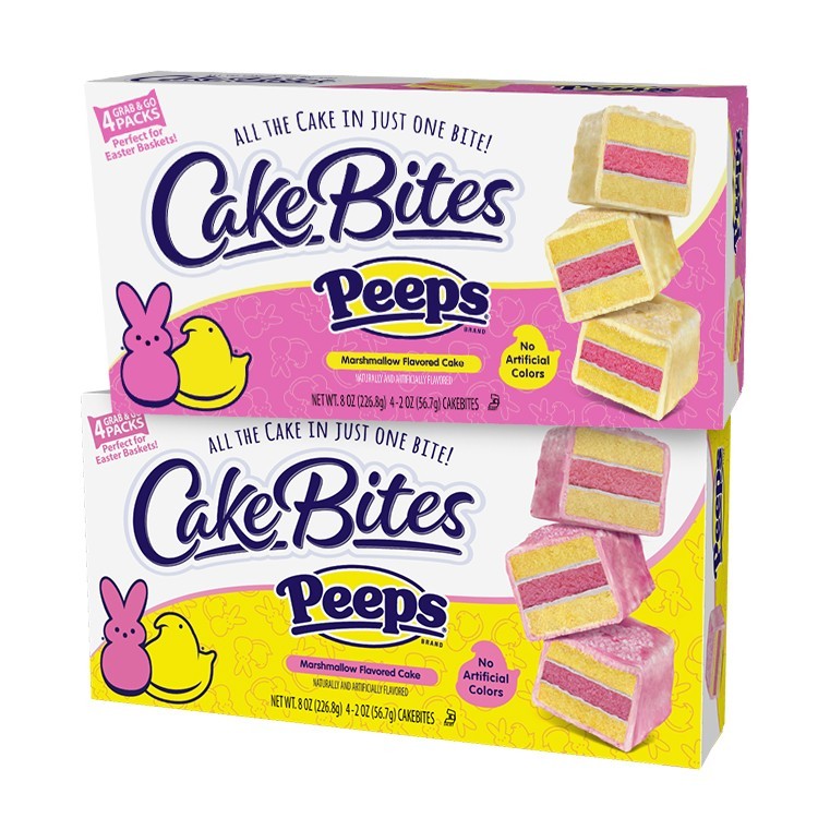 Limited Edition PEEPS Yellow & Pink Marshmallow Flavored Cake Bites