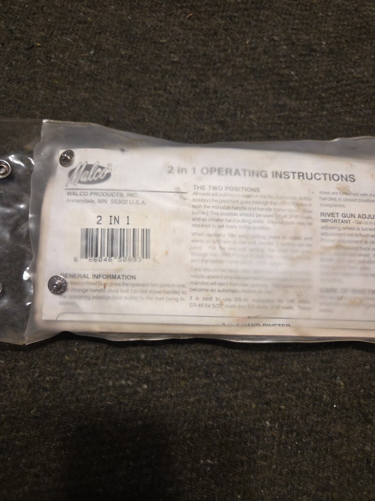 Malco 2 In 1 Hand Riveter-Great Condition!