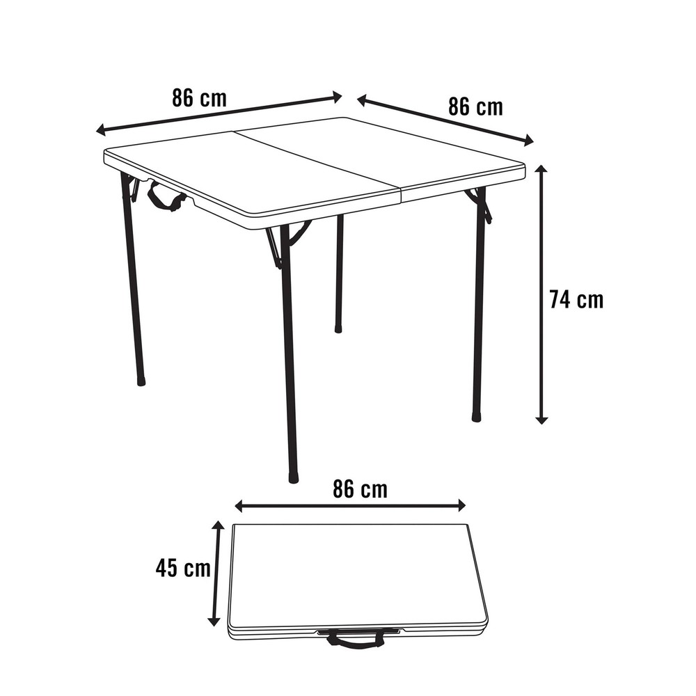 LIFETIME 80273 Fold in Half Square Table, 34 Inch, White