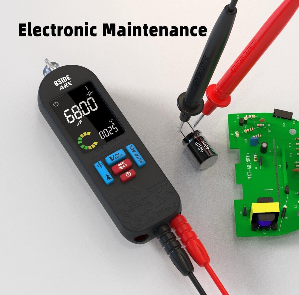 BSIDE A2 Digital Multimeter Auto Range DC/AC Voltage Meter Resistance True RMS