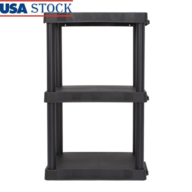 Durable 3 Tier Plastic Shelving Unit Easy Assembly Heavy Duty Storage Solution