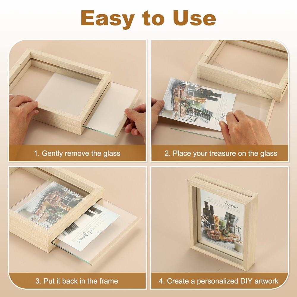 Wooden Pressed Flower Frame 4x5Inch Rectangle Floating Frame Black