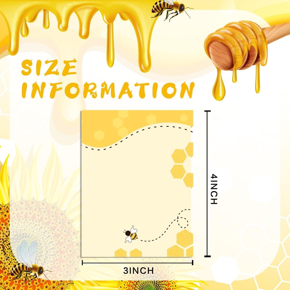 16 Pieces Bee Stiy Notes Bee Notepads Adhesive ey Bee Memo Notes Cute