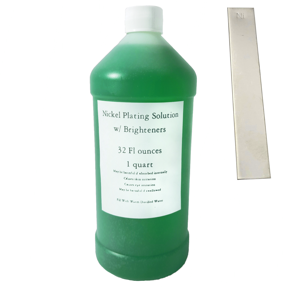 32oz Nickel Plating Solution with Anode & Brighteners, Electroplating, 1 Quart