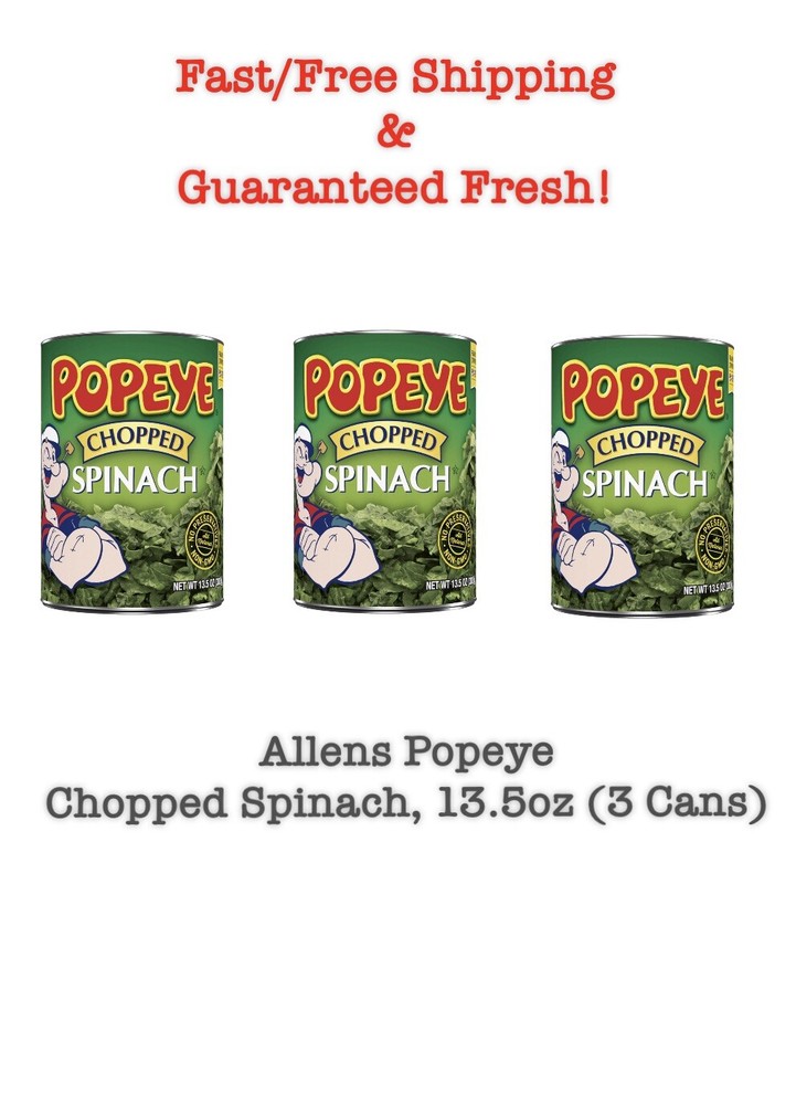 Allens Popeye Chopped Spinach, 13.5oz (3 Cans)