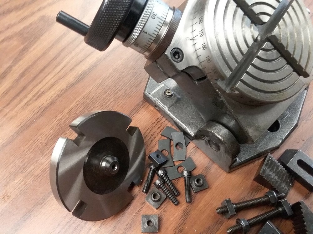 4" PRECISION TILTING ROTARY TABLE w. ER16 collet chuck adapter #TTSK-100ER16