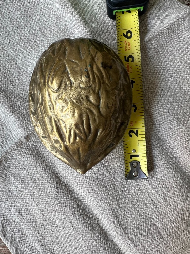 Vintage Mid-Century Cast Brass Walnut-Shaped Nutcracker
