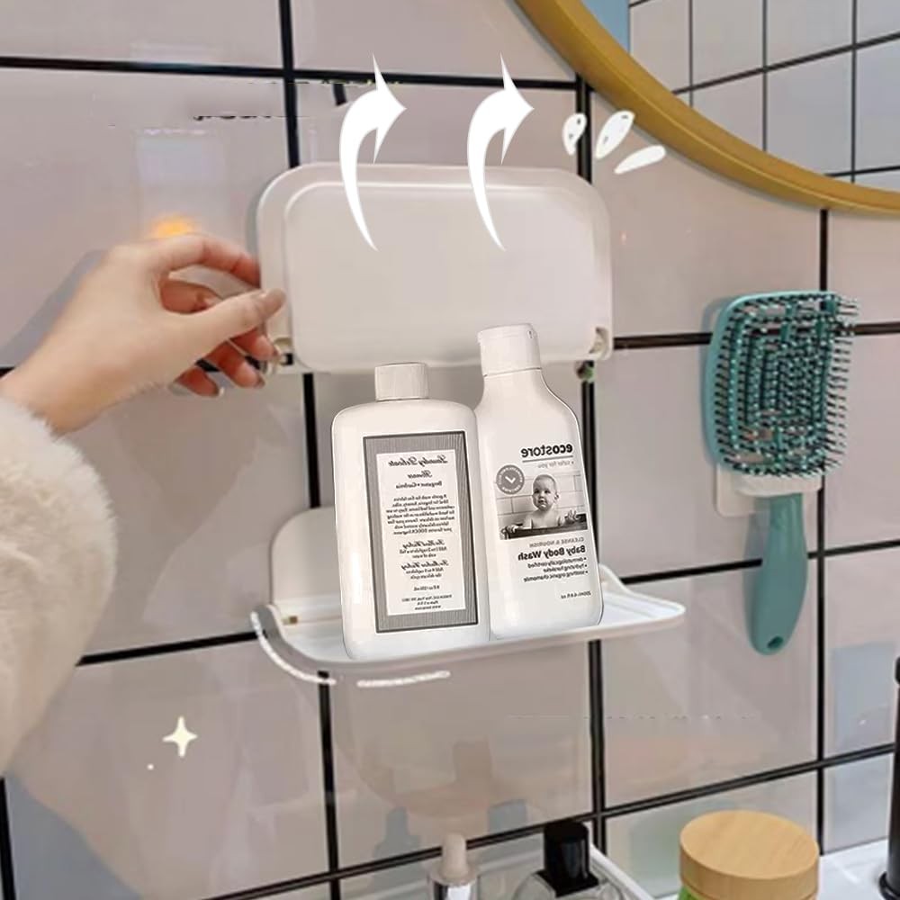 Foldable Wall Storage Holder,Rack Wall Shelf Plastic Floating Shelf Stick on ...