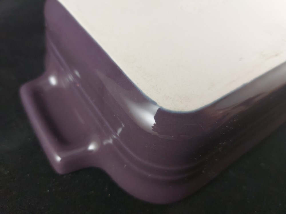 2 Le Creuset Purple Ceramic Rectangular Casserole Baking Dishes, 10-12