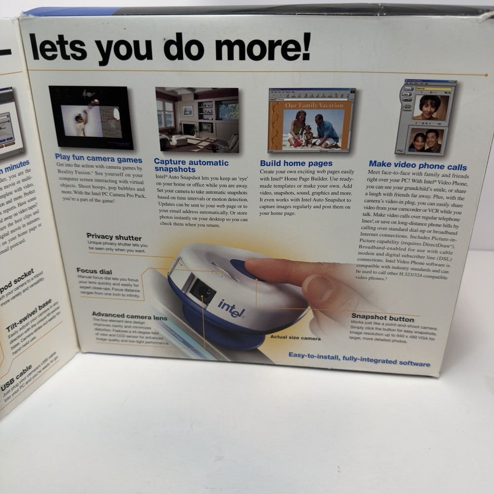 Intel PC Camera Pro Pack USB Video-In Complete Kit Boxed Vintage Webcam
