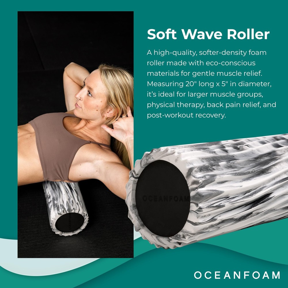 Soft Tidal Roller (Black Marbled) - Low Density Foam Roller for Physical Ther...