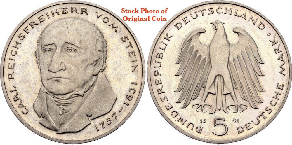 *Error ✦ 1981 German 5 Mark Commemorative ✦ Waffled Mint-Cancelled ✦ Ultra Rare!