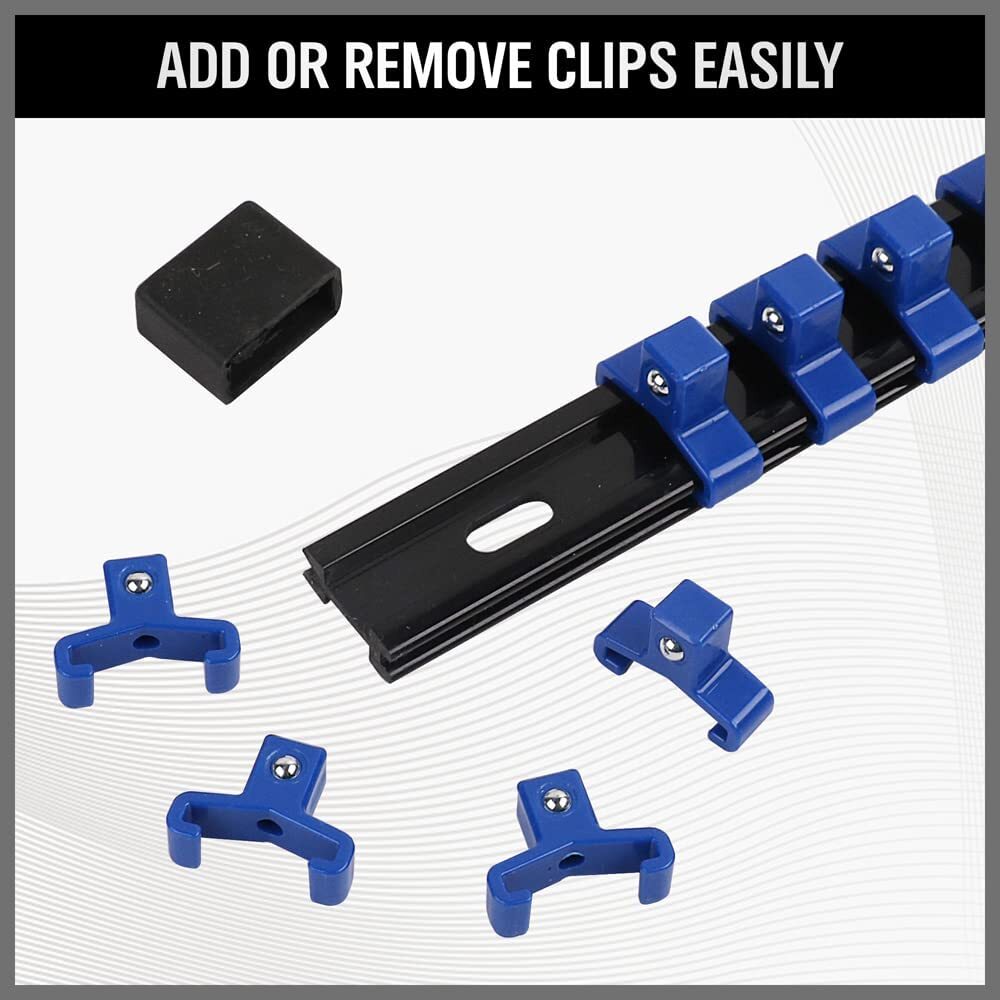 9PC Socket Organizer Holder Tool Storage Rail Rack 1/4" 3/8" 1/2" Industrial 14"
