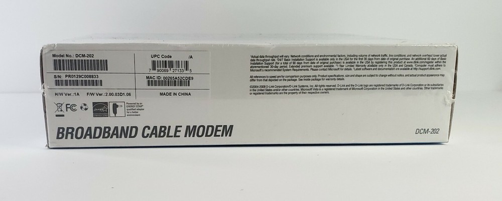 D-Link DCM-202 Broadband Modem (WMM83060)
