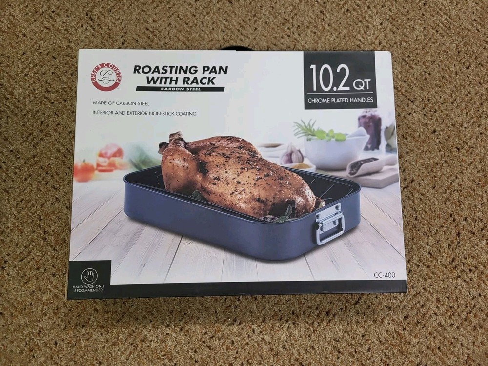 Chefs Counter Roasting Pan With Rack - CC-400 16.4x12.5x3