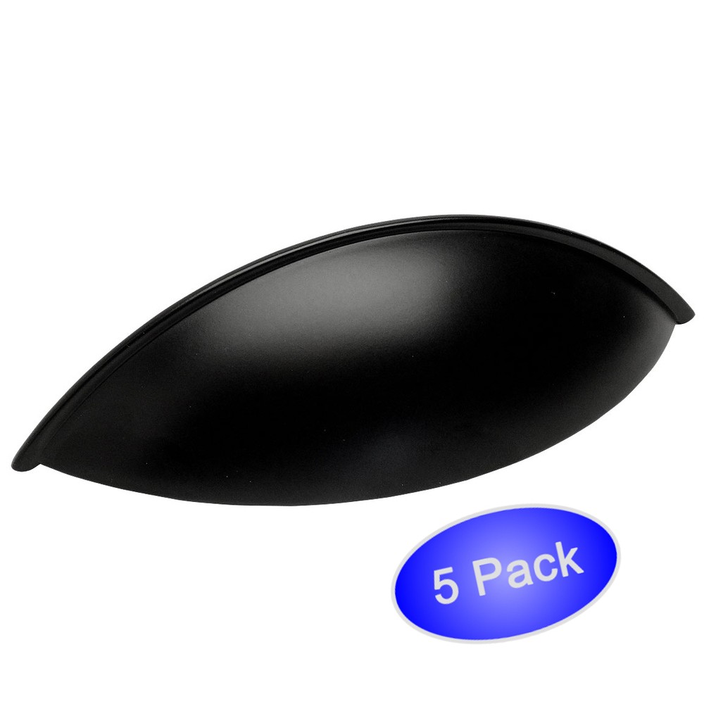 *5 Pack* Cosmas Cabinet Hardware Flat / Matte Black Cup Pulls #9236FB