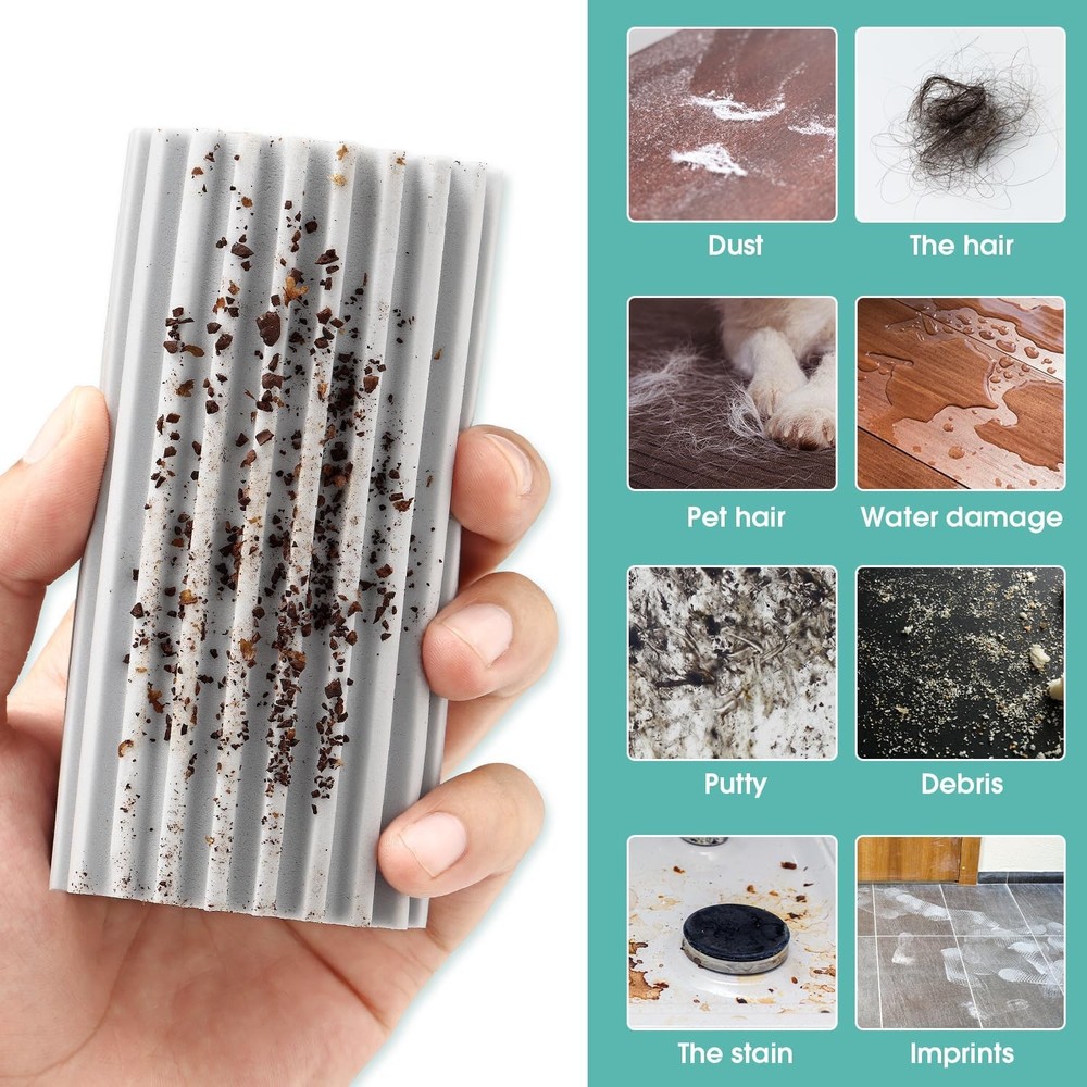 Reusable Grey Dust Cleaning Sponge Duster - 2 Pack Damp Dusting Sponge Set