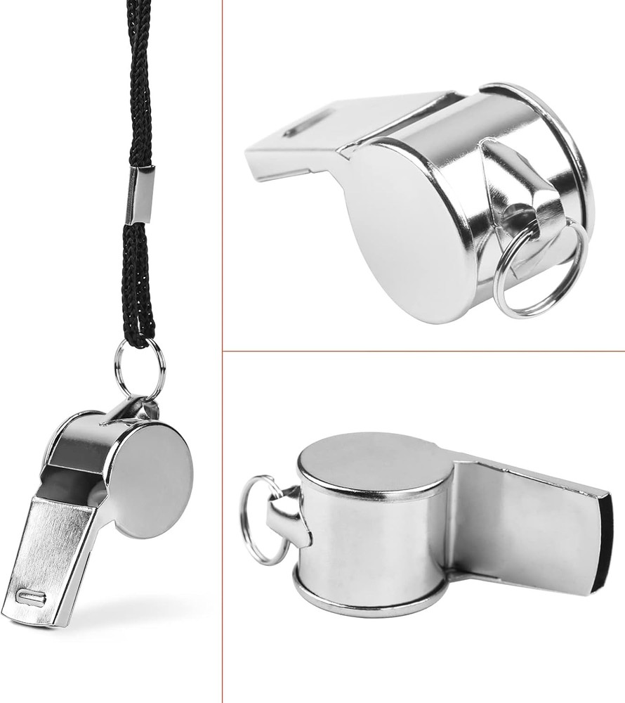 Metal Whistle with Lanyard 24 Pack Bulk