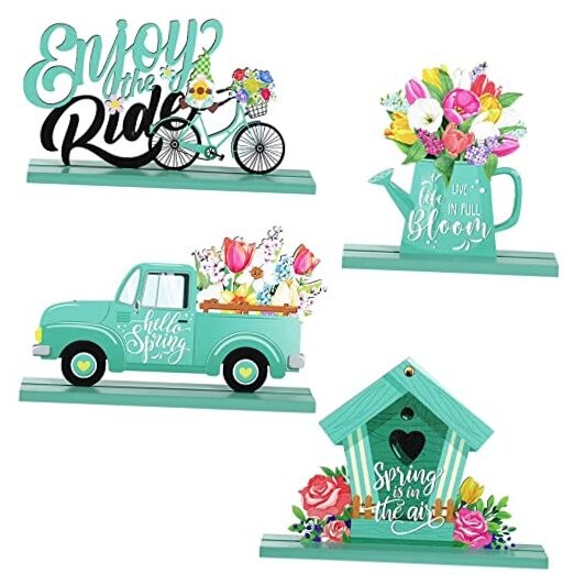 4 Pcs Hello Spring Table Decorations Spring Easter Table Fresh Style