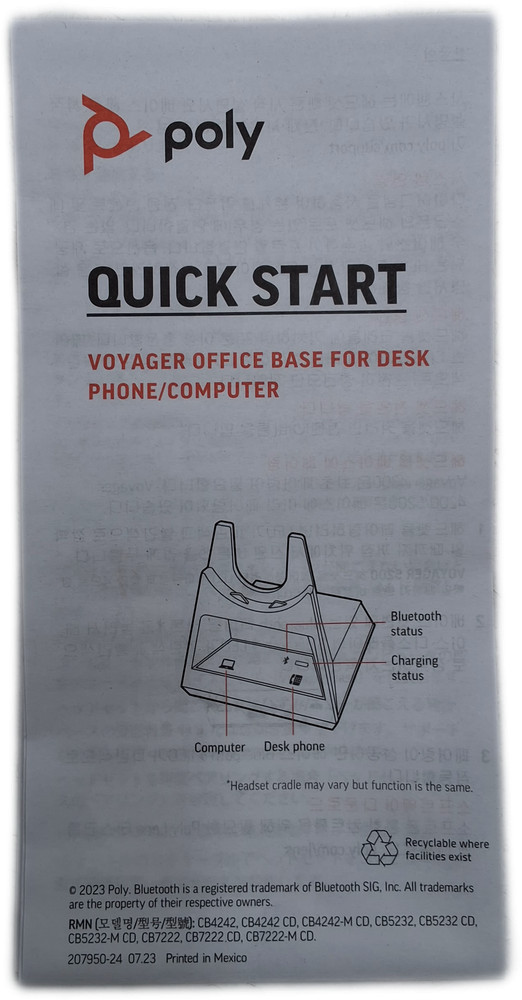 Poly Voyager Office Headset Base CB7222-M CD