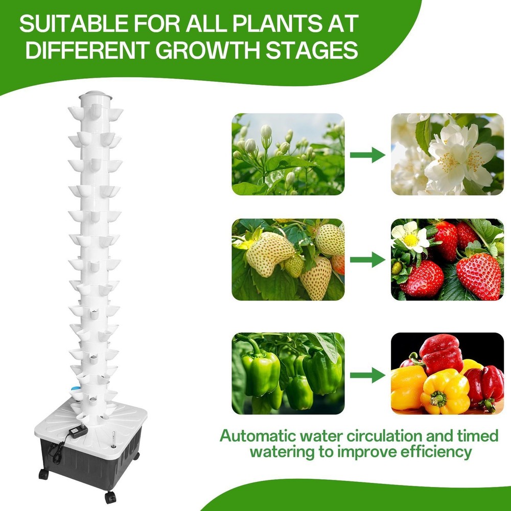 Hydroponic Growing System with Wheel 70 Pods Indoor Hydroponic Tower