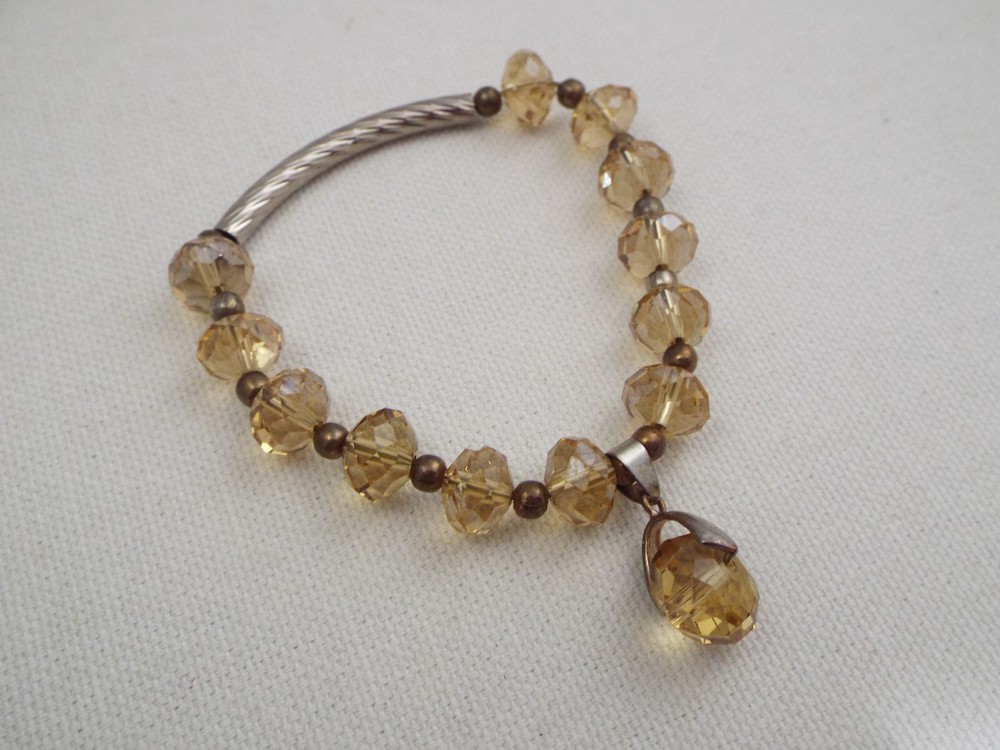 Gold Crystal Bead Stretch Bracelet (A32)