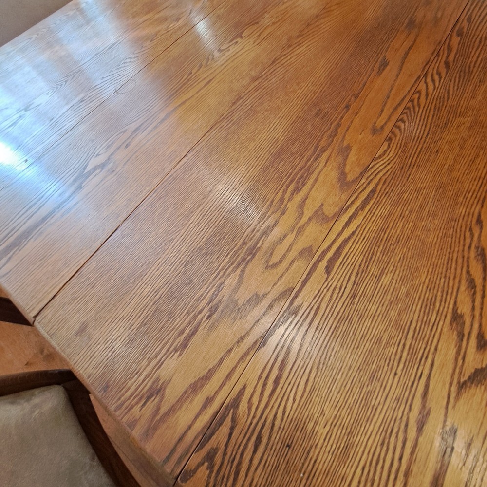 Solid Oak Dining Set 72" With 2 Leafs And 6 Chairs