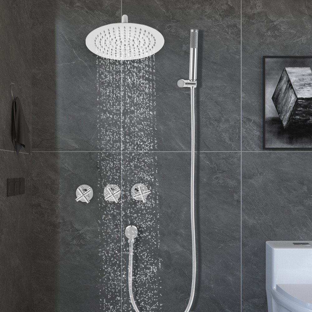 Modern Overhead Wall Mounted Waterfall Shower System Stainless Steel