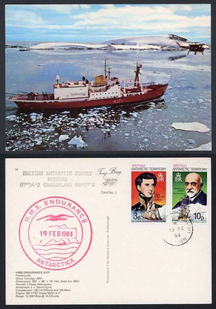 BAT 1984 card posted on HMS Endurance