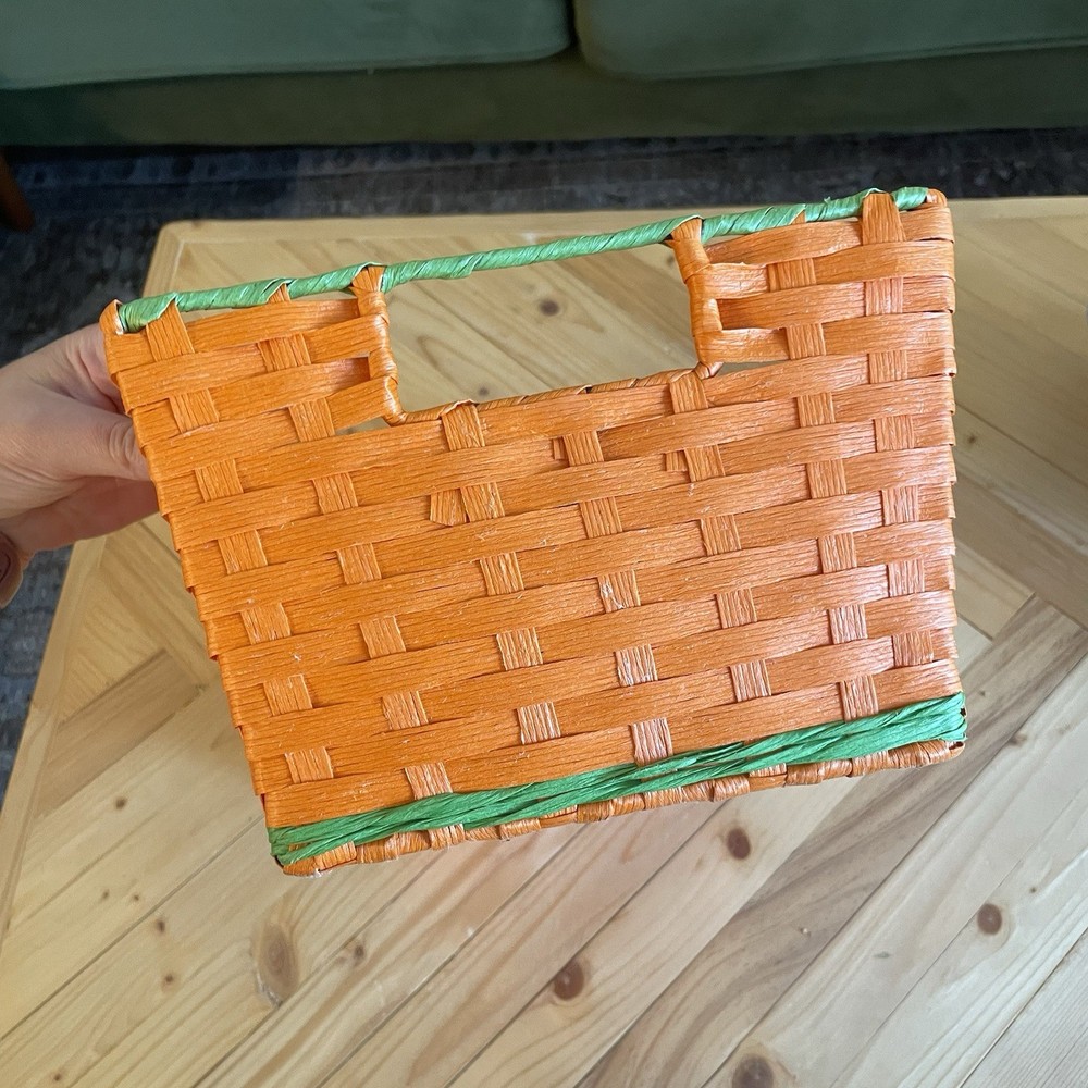 Flower Straw Basket Orange & Green